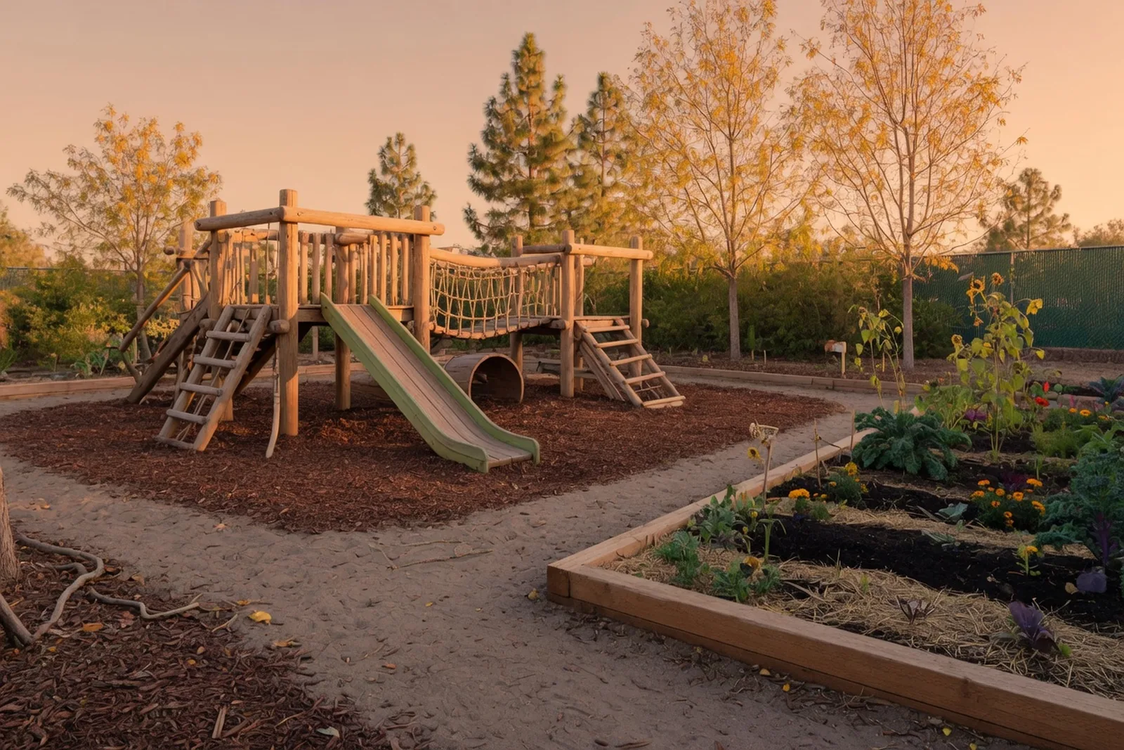 The playground and garden during outdoor time