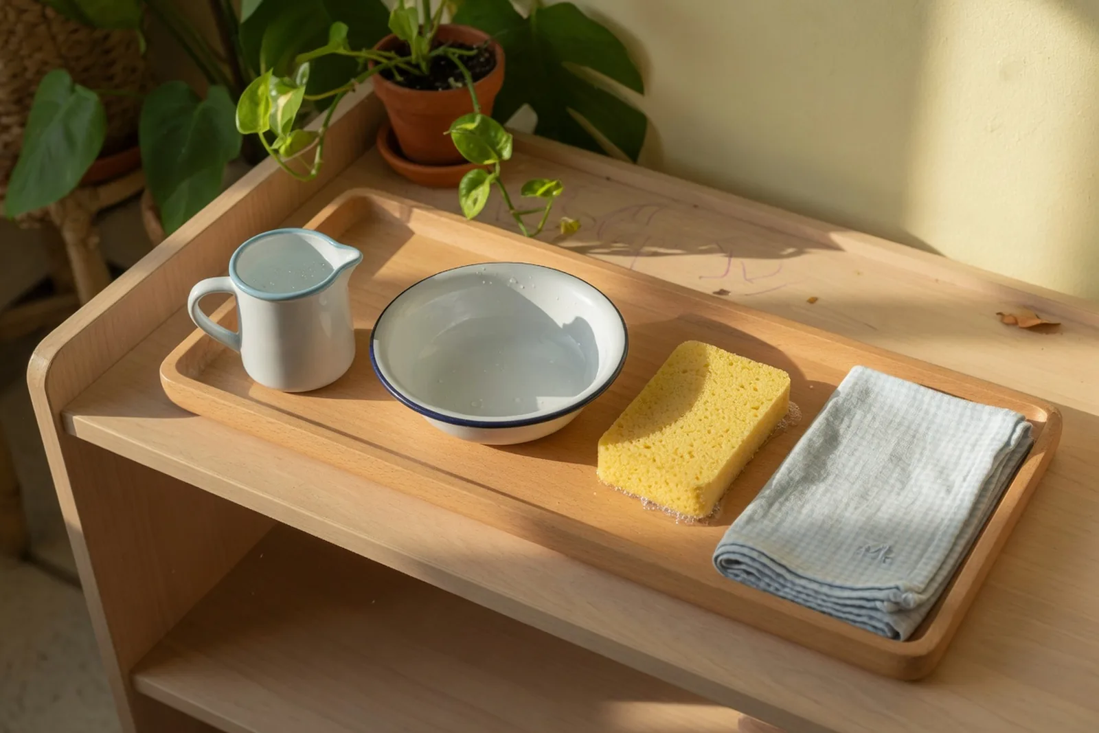 A practical life tray for pouring and transferring